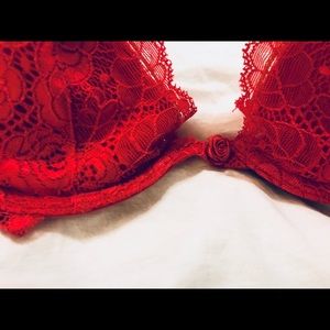 Victoria Secret red lace bra with underwire. 32B.